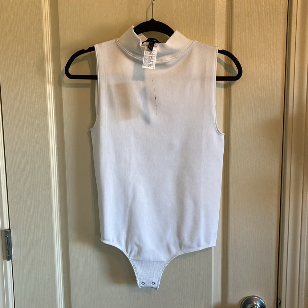 WHBM mock neck ribbed body suit